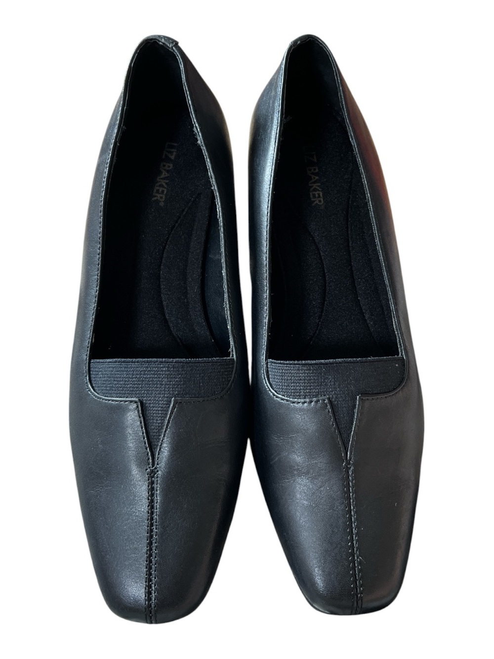 Liz Baker Black Heels Leather Women's Slip-On Flats